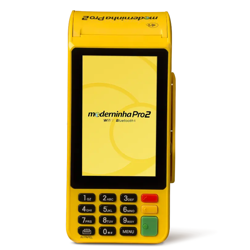 Maquininha PagBank Moderninha Pro 2 com comprovante impresso
